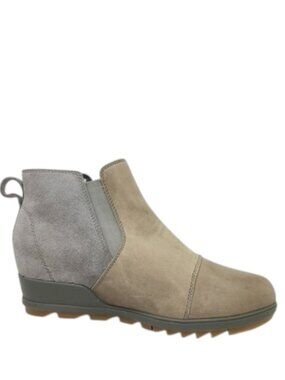 Sorel Women's Quarry Gray Evie Wedge Leather Pull-On Ankle Bootie Size 7.5